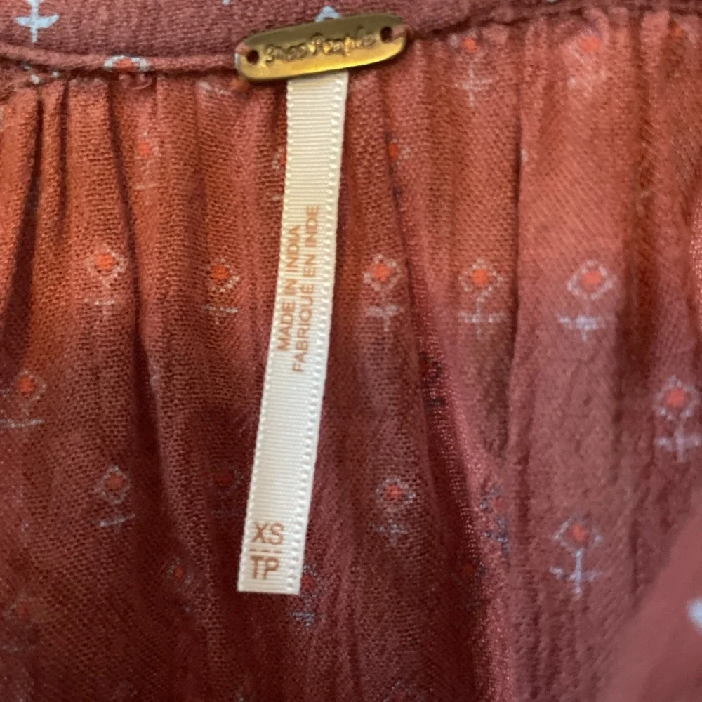 Free People Burnt Orange Long Sleeve 1/2 Button-up‎ Tunic Women's size XS